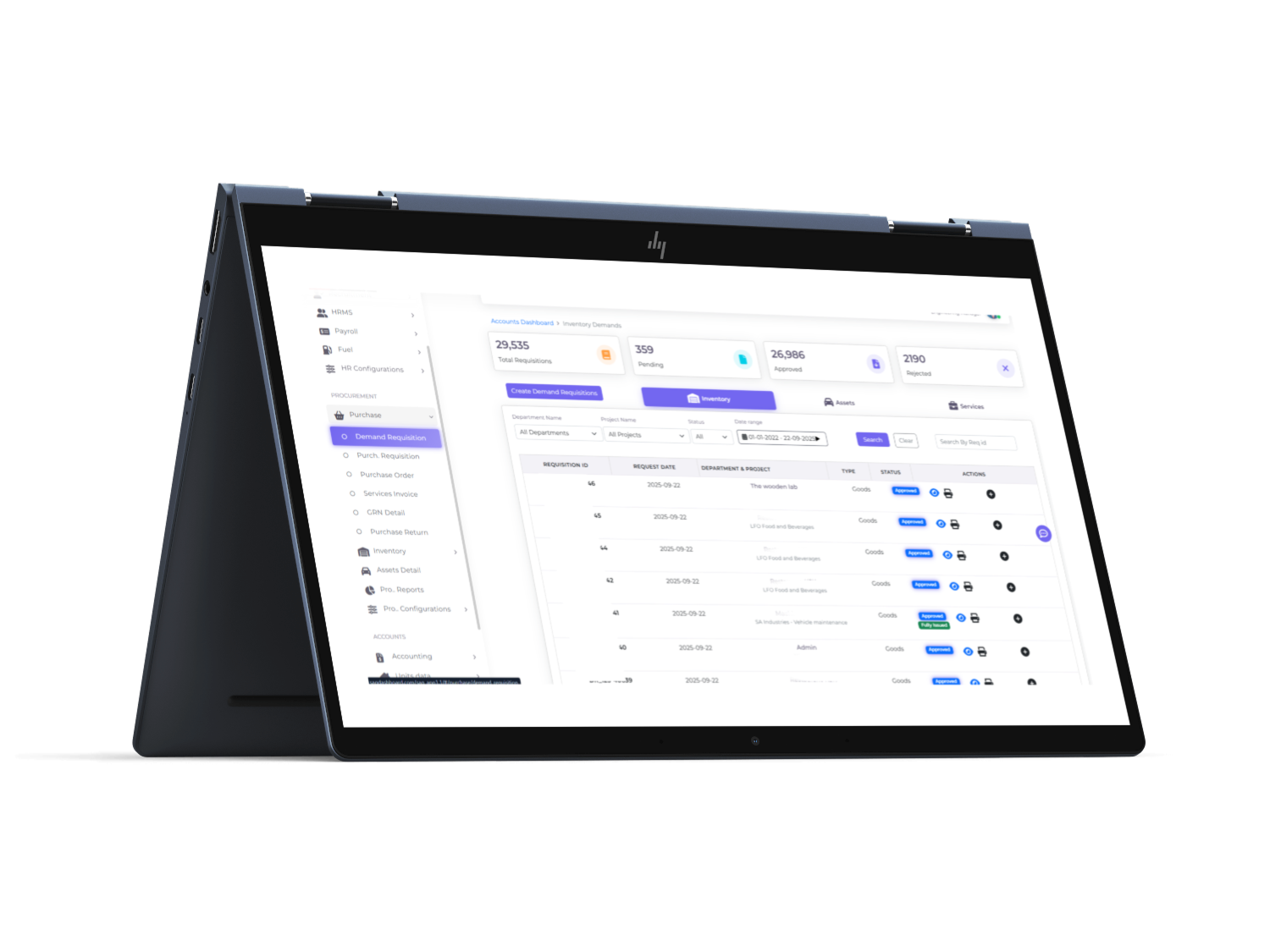 SA Systems ERP on device